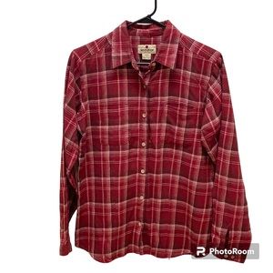 WoolRich Women’s Red Flannel Plaid Long Sleeve Button Casual Shirt Size Small